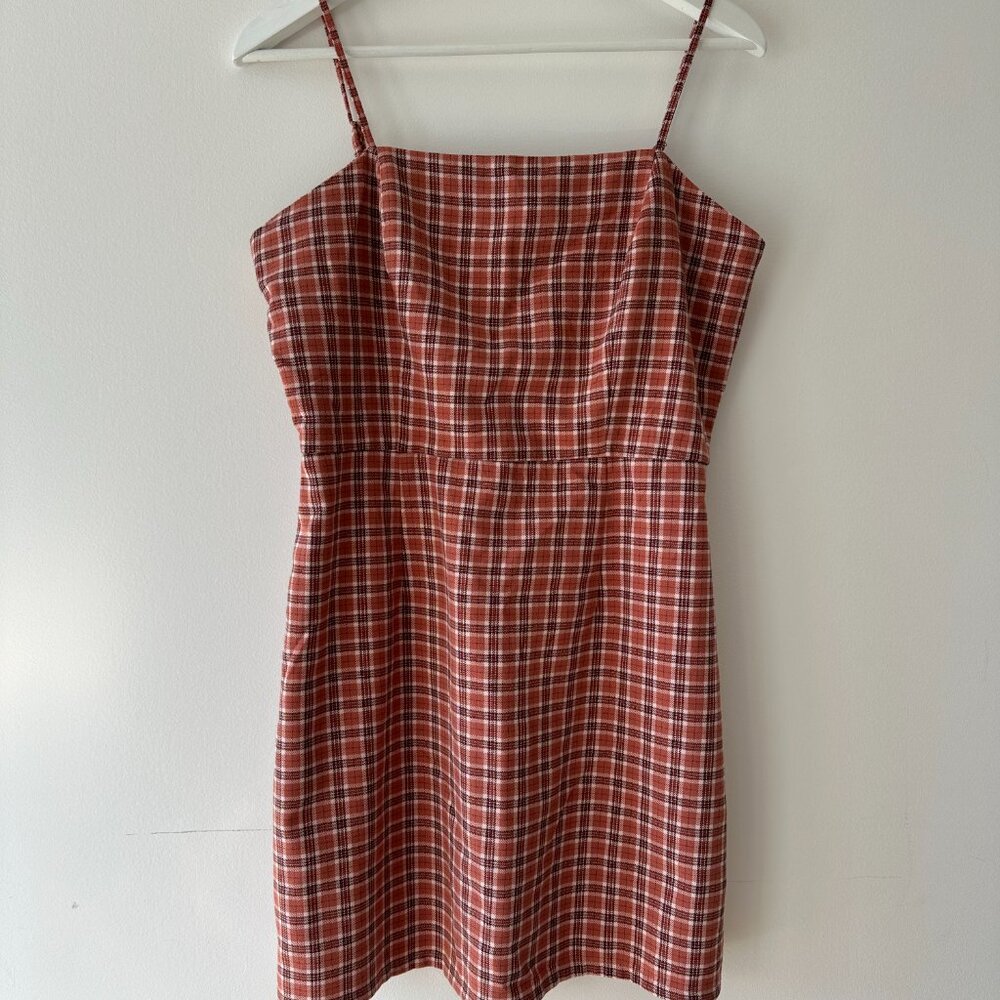 Aeropostale Orange Plaid Mini Dress